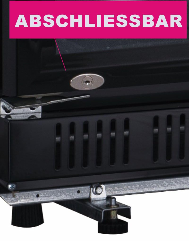 Getränkekühlschrank 360 L mit Glastür | Abschließbar | LED-Beleuchtung | 0–10 °C | 5 verstellbare Regale | Schwarz