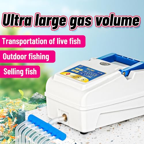 Image of Air Pump 18-46W with Adjustable Air Flow, 6 Valve Manifold for Aquarium, Fish Tank, Fountain, Pond&Hydroponics, 396 /634 /1030GPH (with stione)
