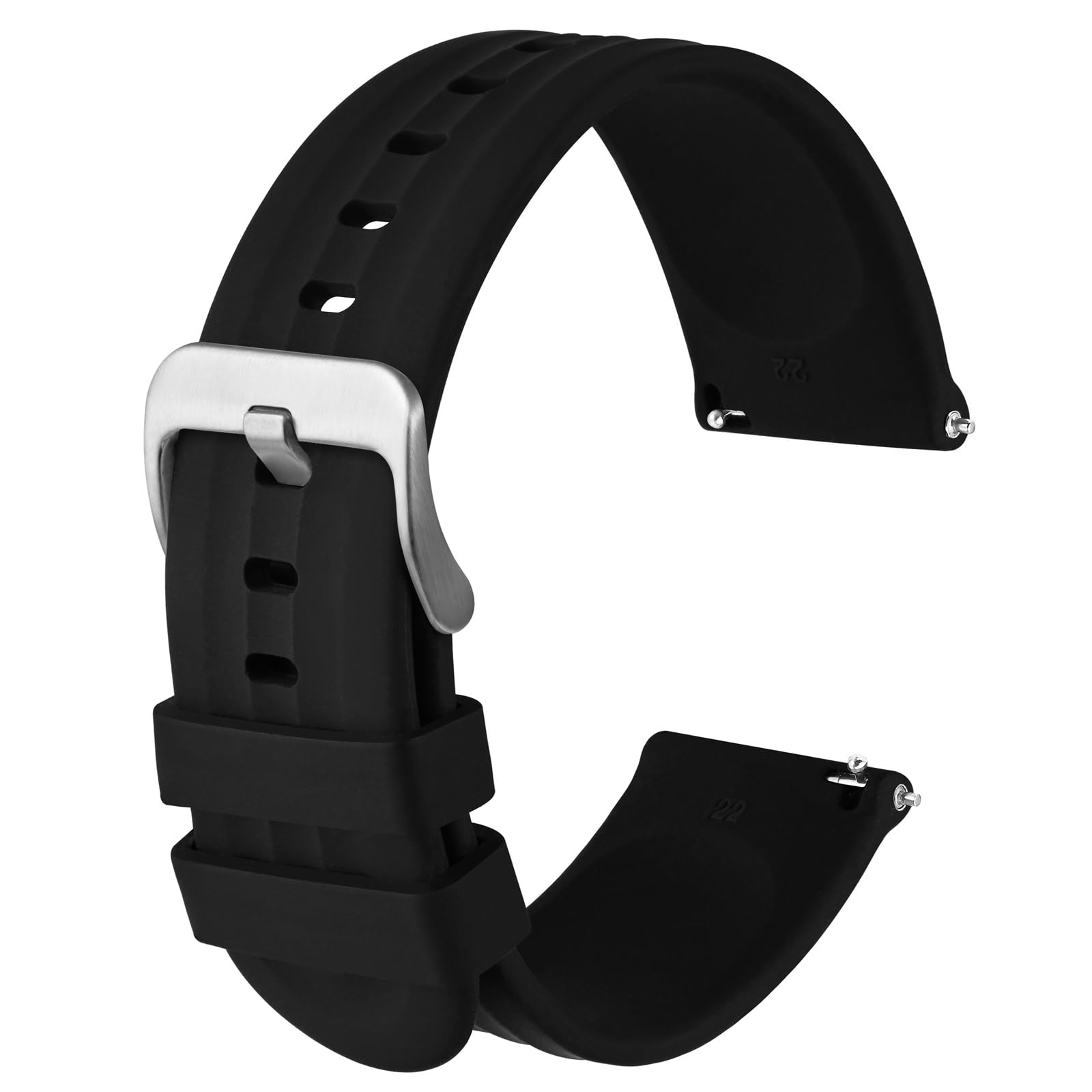 [Anbeer] 19mm 時計バンド シリコン 腕時計ベルト Quick Release 替えバンド 男性用 女性用 ロング ステンレススチールバックル