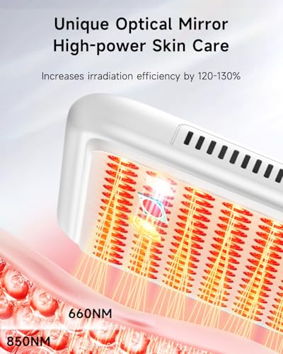 Red Light Therapy for Face, 225 Dual Chip Portable Red Light Therapy Panel Device with 660nm Red Light & 850nm Near Infrared Light Lamp with Stand Timer for Body Face Skin Care (White) - Image 5
