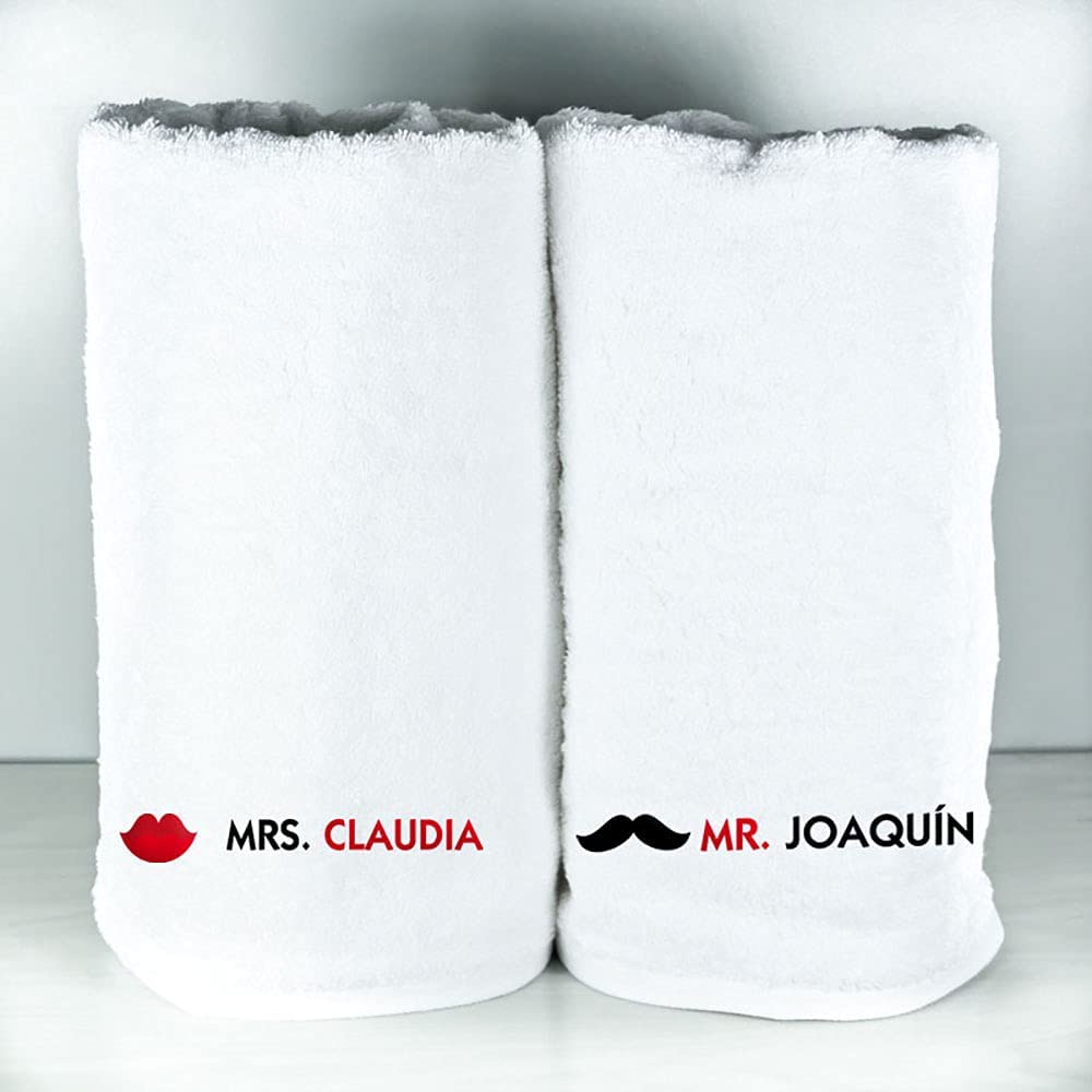 CALLE DEL REGALO Pack de Toallas para Parejas de 100% algodón Personalizadas con Nombres