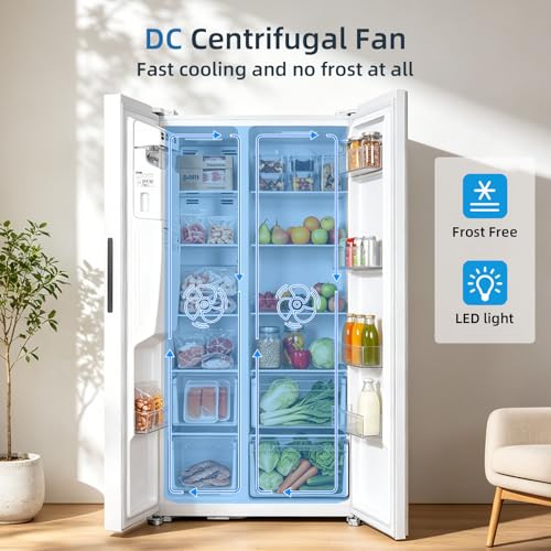 Image of Antarctic Star 18.1 Cu.Ft 2 Door Freezer Refrigerator,with Ice making and water dispenser,powerful LED light,for Kitchen,Dorm and Office,Silver