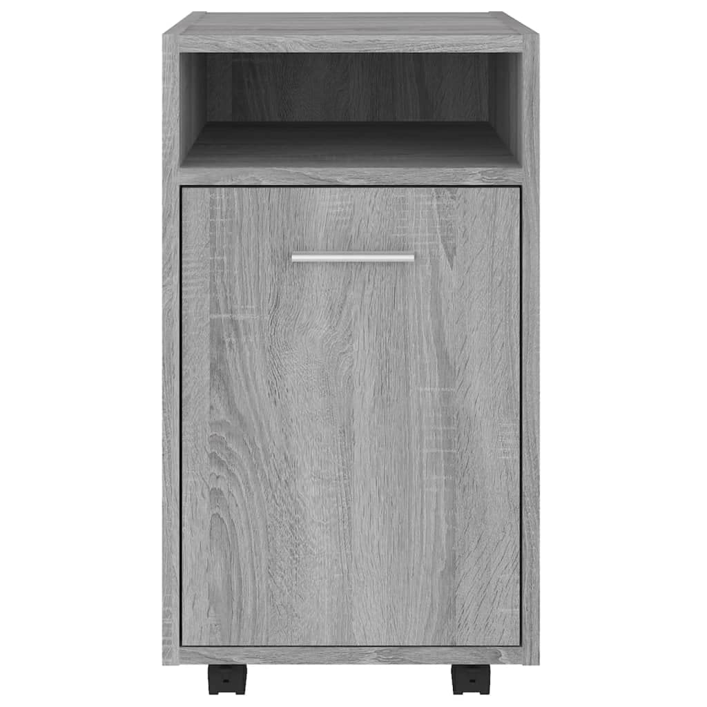 Beistellschrank mit Rollen Grau Sonoma 33x38x60cm | 2 Fächer, Feststellbare Räder, Wandhalterung, Feuchtigkeitsbeständig