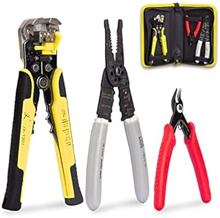 KOTTO Wire Stripper Crimping Tool Kit, 8 Inch Self-Adjusting Wire Stripper, Automatic Wire Stripping Tool with Multi-Tool Wire Cutter and Wire Cutter, Cutting Pliers Tool with Storage Bag