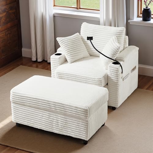 Chorlenimi Accent Chair with Storage Ottoman Upholstered Living Room Chairs for Reading Chair with...