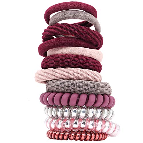 image for FAXHION Spiral Hair Ties No Crease Coil Hair Coils Mixed Ponytail Hold