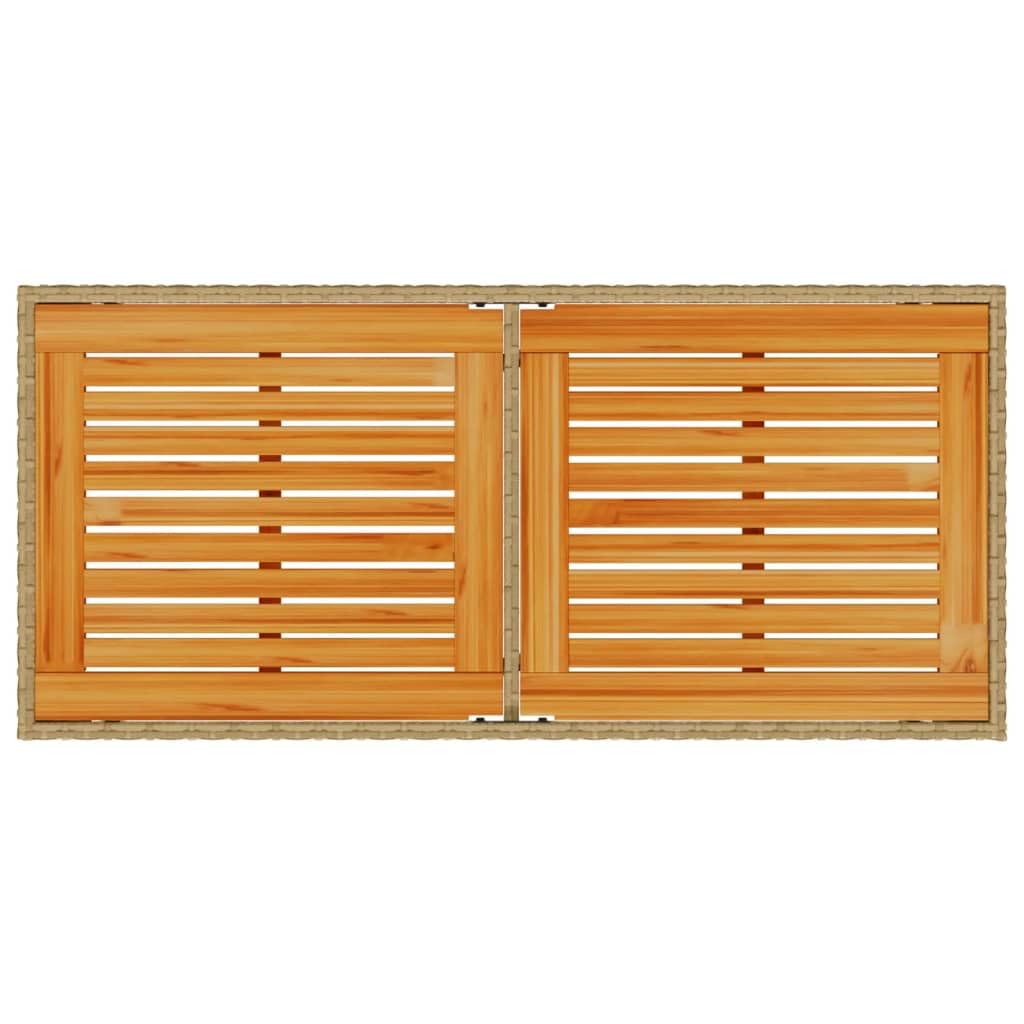 Fengshui Stół ogrodowy z blatem z drewna akacjowego, 115 x 54 x 74 cm, polirattanowy