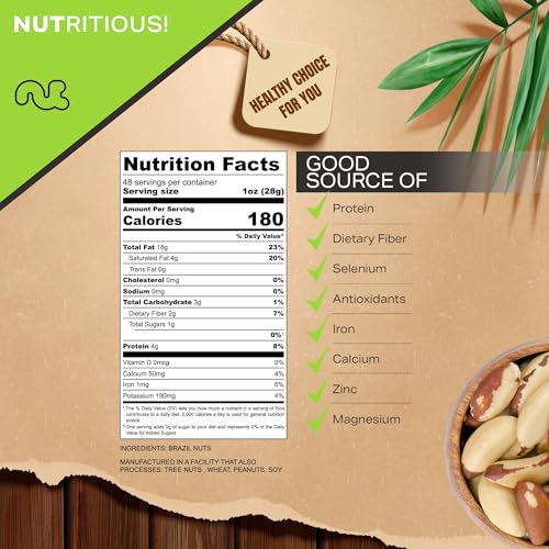 Image of NUT CRAVINGS - Raw Brazil Nuts, Unsalted, No Shell, Whole, (48oz - 3 LB) Bulk Nuts Packed Fresh in Resealable Bag - Kosher Healthy Snack, Food Assortments