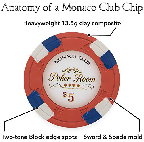 Claysmith Gaming 1,000ct Monaco Club Poker Chip Set in Acrylic Carry Case, 13.5-Gram Heavyweight Clay Composite