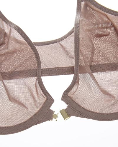 Image of INLYRIC Women's Front Closure Mesh Bra No Padding Demi