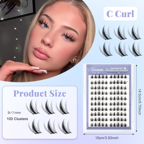 Image of MAYCREATE Self Adhesive Lashes Cluster Lashes 100pcs Spiky Eyelash Kit | 9-11mm Maple Leaf Style, Soft Lightweight Fibers, Natural Blending, Comfortable & Beginner-Friendly, Daily /Party /Travel Use