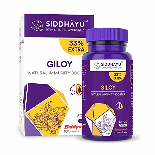 Image of Siddhayu Giloy Tablets, Guduchi Tablets | Natural Immunity Booster | Helps in Blood Purification| (60 tablets X 2)