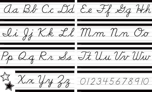 Tableau d'affichage cursive alphabet noir et blanc TCR6983 pour école