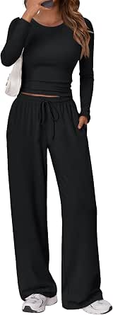 Trendy Queen Women's 2-Piece Lounge Set with Ruching and Wide-Leg Pants