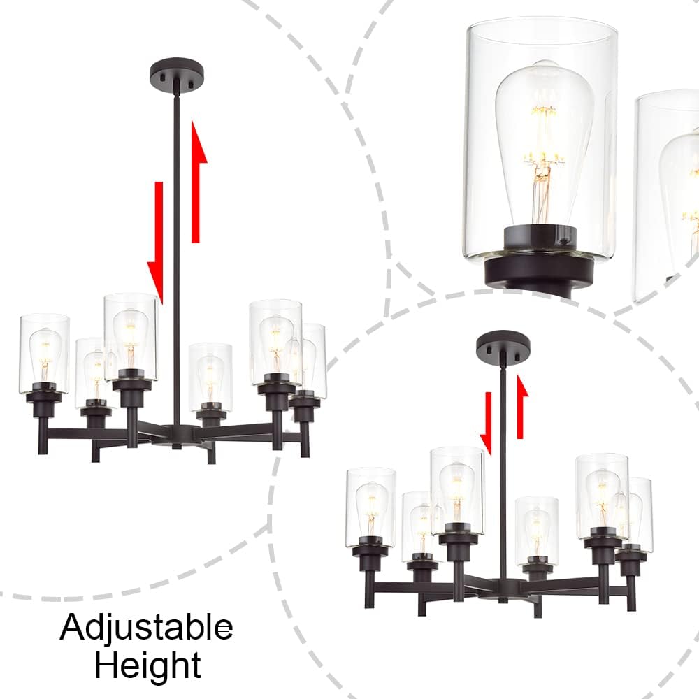 ๐ฅ VINLUZ 6 Light Farmhouse Chandelier Classic Pendant Lighting Oil-Rubbed Bronze Industrial Ceiling Lighting Fixture with Clear Glass Shades for Dining Room Kitchen Livingroom Super Cheap ๐ VINLUZ 6 Light Farmhouse Chandelier Classic Pendant Lighting Oil-Rubbed Bronze Industrial Ceiling Lighting Fixture with Clear Glass Shades for Dining Room Kitchen Livingroom