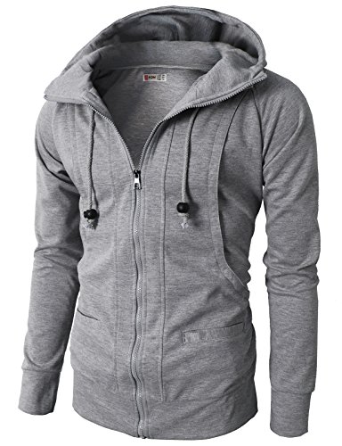 H2H Mens Novelty Color Block Hoodies Cozy Sport Outwear Gray US S/Asia M (KMOHOL019)