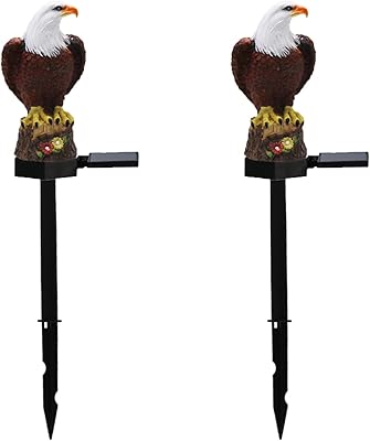 MISNODE 2 Pack Eagle Figurine Garden Solar Stake Light, Waterproof Eagle Shape Stake Lights, Solar Eagle Lights Outdoor Decorative Garden Lights for Garden Yard Balcony Patio Lawn Festival Decor