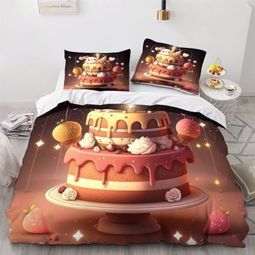 Housse de couette gâteau parure de lit 3 pièces microfibre douce - 6