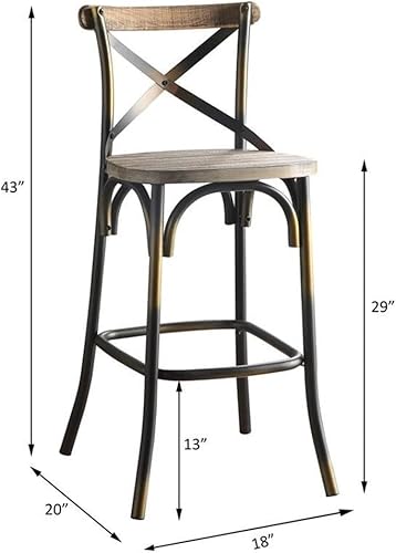 Miniatura 28 de Acme Furniture Zaire Silla de bar, nogal/negro antiguo Negro y amperio; roble antiguo,Rojo y roble,Cielo y roble,Turquesa y Roble,Nogal/Blanco