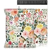 JarThenaAMCS 100Pcs Floral Poly Mailers 10 x 13 Inch Watercolor Rose Flower Packaging Bags Self Seal Mailing Envelop Bags for Small Business Clothing Document Gifts