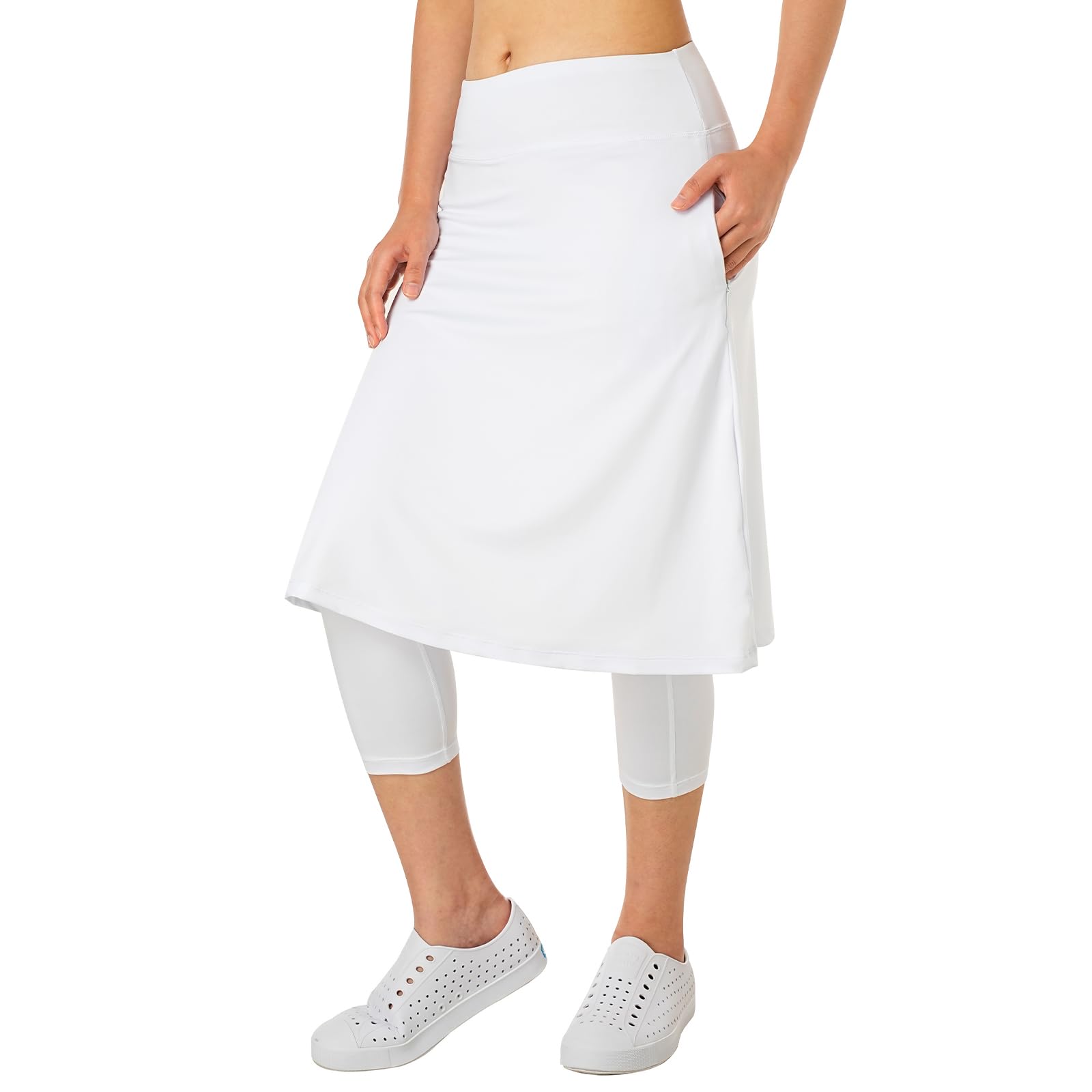 Women Athletic Knee Length Skirts with Leggings,Skorts Leggings&Skirted Capris Swim Skorts for Women Yoga Pockets-image-0