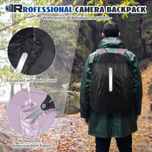 Mochila para Cámara con Cubierta Impermeable Rosa miniatura 6