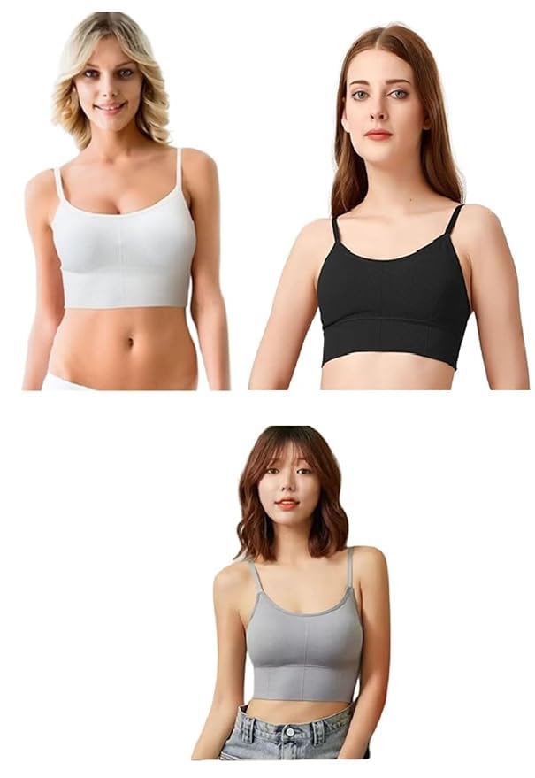 jeju Cotton Non - Padded Wire-Free Sports Bra for Girls & Women | Pack of 3 | Soft Stretchable Bra | Comfortable Gym Bra for Yoga, Workout & Running-picture-21