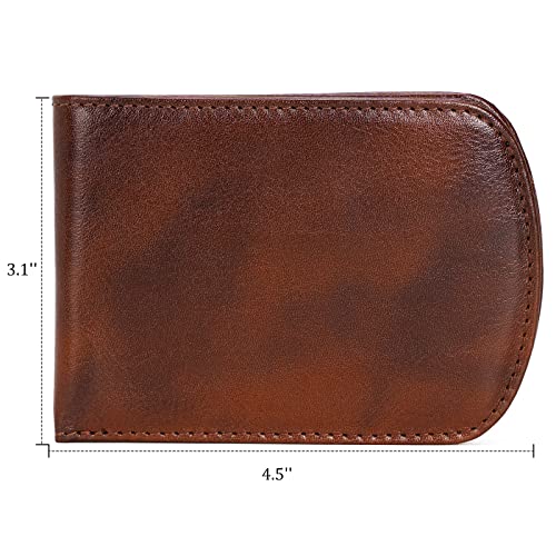 Polare Slim Curve Front Pocket Rfid Blocking Italian Real Leather Bifold Wallet For Men (Coffee) #TOP4
