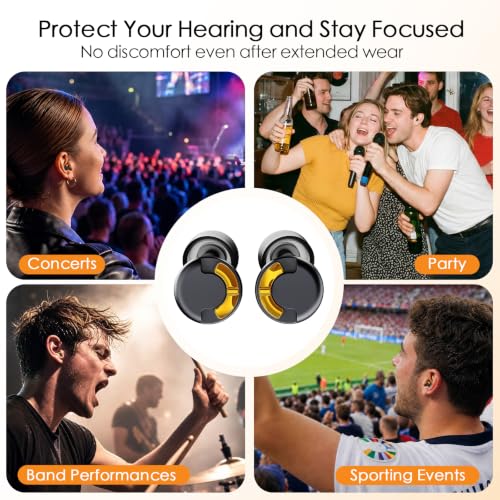 Image of Adjustable High Fidelity Concert Ear Plugs, Hearing Protection | 3 Noise Reduction Modes, Reusable Earplugs for Concerts, Rave, Sporting Events, Musicians, etc., 4 Ear Tip Sizes (XS /S /M /L)