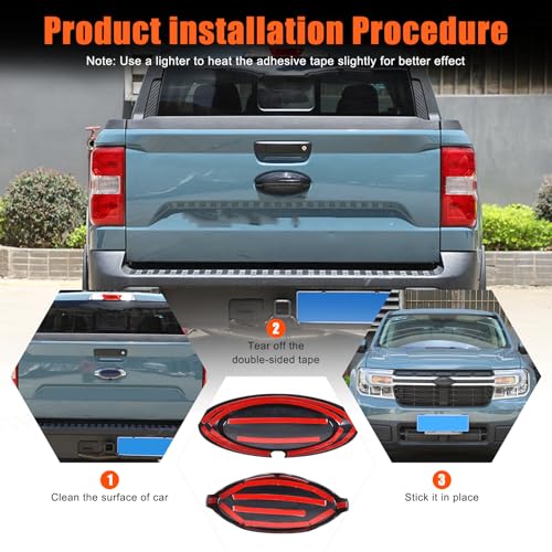 Image of Car Front Rear Tailgate Logo Frame Cover Trim Emblem USA Flag Sticker for Ford Maverick 2022-2024 Logo Emblem Decoration Cover (Front and Back)