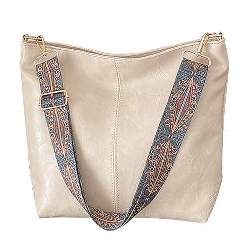 Image of Hobo Bags for Women Crossbody Bag Guitar Strap Purse Vegan Leather Shoulder Handbags Boho Purses Tote Bucket Bag