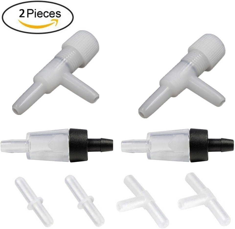 OPDUO 31 Pcs Air Pump Accessories for Fish Tank,16.5 ft Standard Airline Tubing,3 Bubble Release Air Stones,3 Check Valves,15 Suction Cup Clips,3 Air Switch Pump Valve Regulator,6 Connectors - Image 3