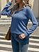 Fisoew Damen Pullover V-Ausschnitt Leicht Langarmshirt Elegant Gerippt Strickpullover Basic Sweatshirt Loose Oberteil mit Knopf,Saphirblau,L