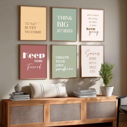 Image of kotart Motivational Quote wall Paintings with Frame for Home Decoration - Painting for Living Room Bedroom Office Wall hanging frames - Pack of 6 (C)