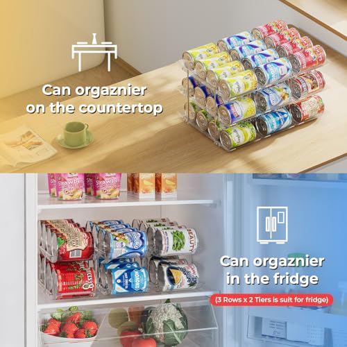 BingoHive Can Organizer for Pantry Stackable 3 Tiers Can Storage Organizer Pantry Soda Can Organizer for Fridge 36 Cans Rack Automatic Rolling Canned Food Organizer for Refrigerator Kitchen Clear - Image 5