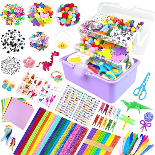 ZEIZHUBN Kit Lavoretti Creativi per Bambini 3000 Pezzi DIY Art Craft Set Scovolini Colorati per Lavoretti Giochi Creativi Bambini 4-12 Anni Decorazioni Giocattoli Regalo per Ragazzo Ragazza