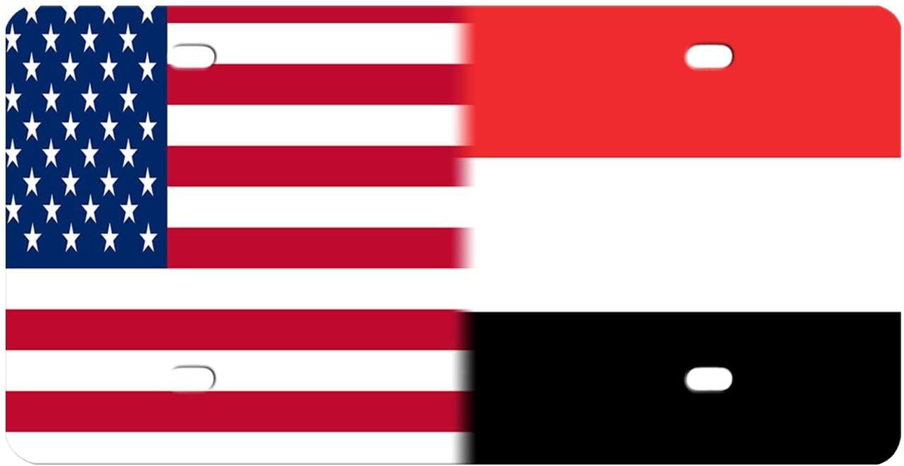Yemen and America USA License Plate Frame Cover License