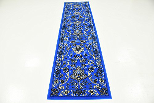 Image of Unique Loom Sialk Hill Collection Area Rug - Washington (2' 2 inch x 8' 2 inch Runner, Dark Blue / Black)