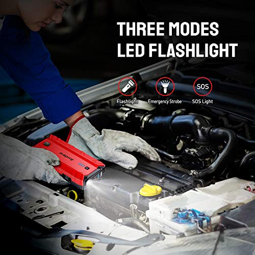 Audew Jump Starter, 1500A Peak 18000mAh Portable Jump Starter (Up to 8L Gas or 6.0L Diesel Engine), 12V Auto Battery Booster with Quick Charge, Built-in LED Light - Thumbnail 4