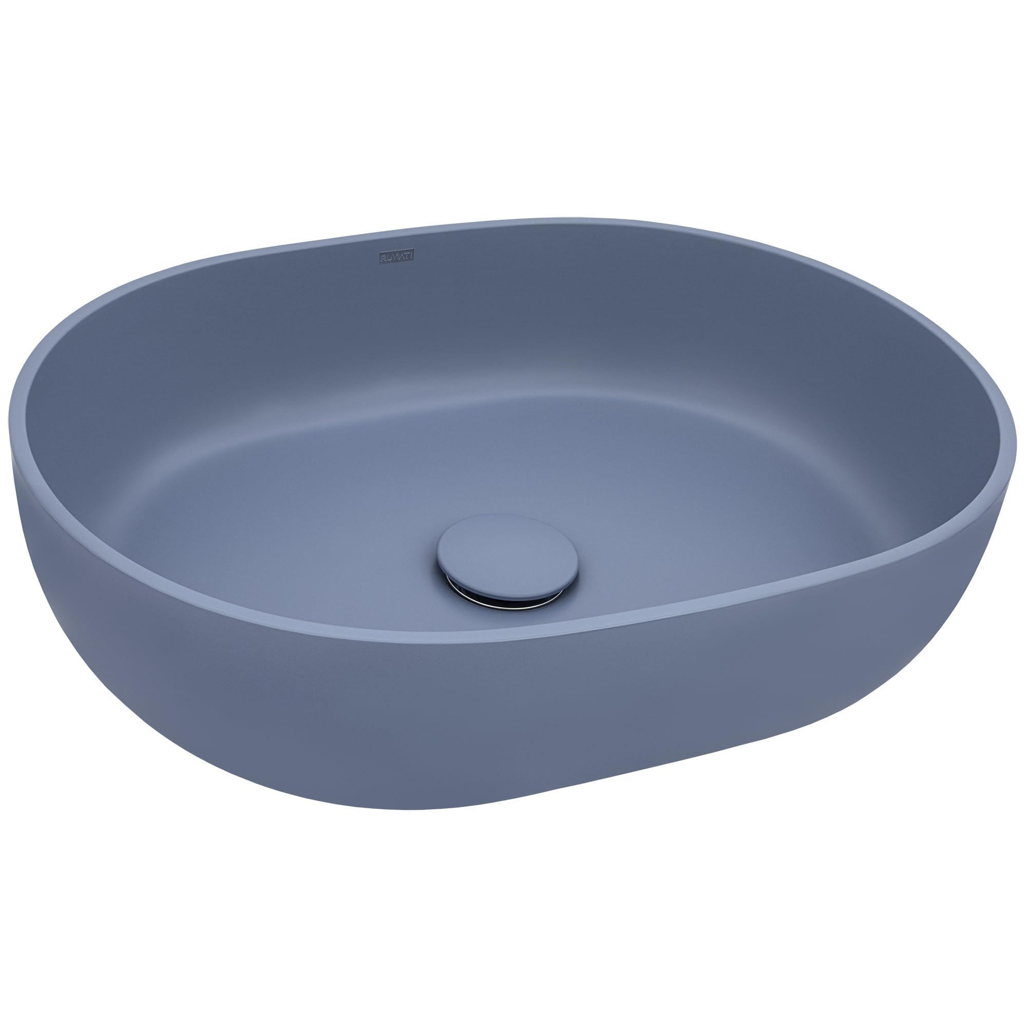 Ruvati 19-inch Pacific Blue epiStone Solid Surface Modern Bathroom Vessel Sink - RVB2119LE | Modern Above Counter Bathroom Sink | Durable Rectangular