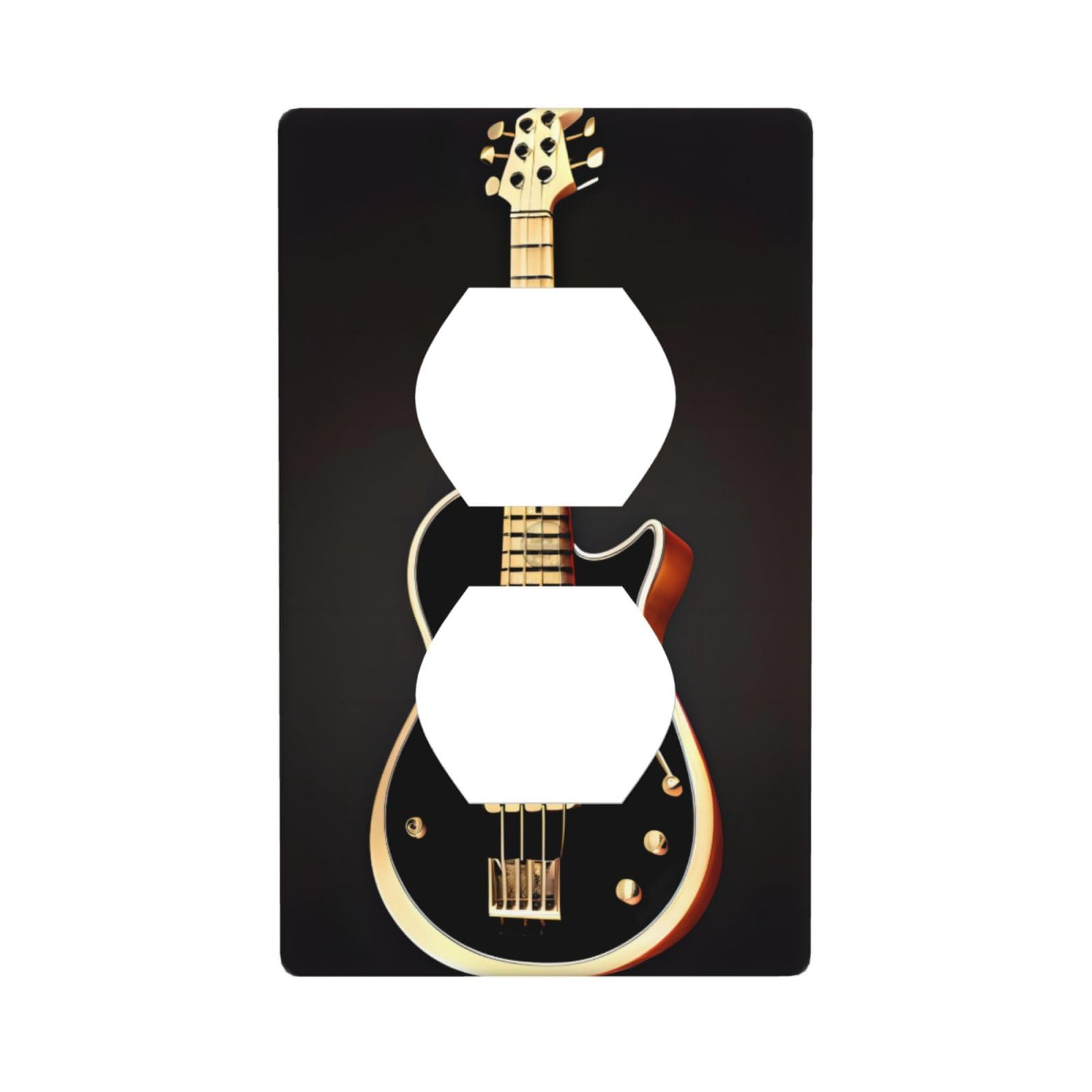 Black Guitar Decorative Switch Plate Cover-Unbreakable Polycarbonate Wall Plate for Home Office, 1 Gang with Screws