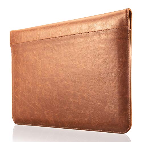 Kuzy MacBook Pro 13 inch Sleeve Leather, 13 inch Laptop Sleeve Case for MacBook Air 13 inch Sleeve Case Cover (New Version) PU Leather Laptop Sleeve, Brown - Thumbnail 5