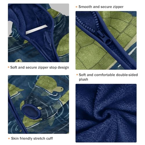Turtles Swimming with Bird Flying Toddler Fleece Jacket Girl Boys Hooded Fleece Jacket Coat Warm Outwear Zip-up 3-10T3