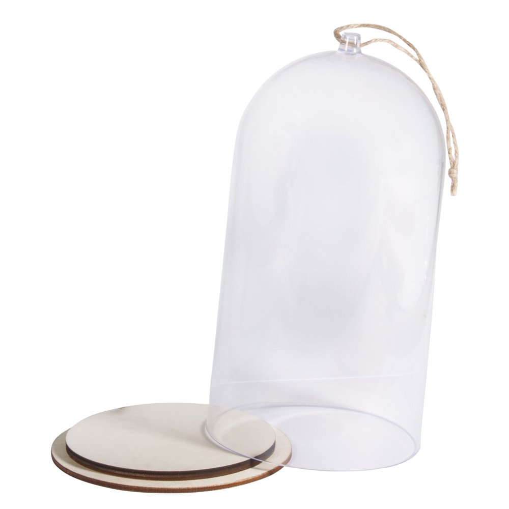Rayher Cloche avec socle, transparent, 1 pce., plastique, Ø 11cm, H 19cm, arts créatifs, protection de décorations miniatures, pâques, Noël -46123000