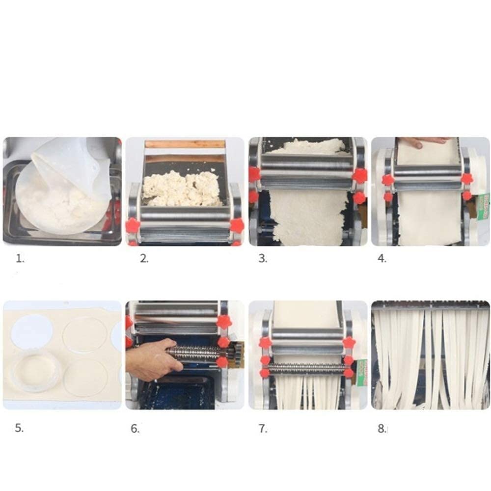 Macchina per Pasta, Macchina per Pasta -220V Macchina per Tagliare la Pasta elettrica Commerciale in Acciaio Inossidabile Macchina per Tagliare la Pasta con Rullo per Pasta Macchine per Pasta manuali