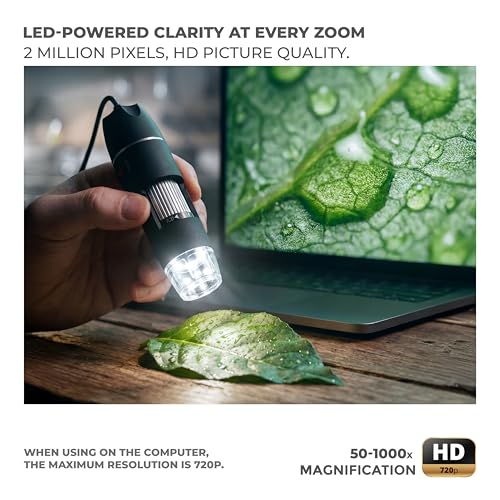 Image of iBELL IBL-ML1000X USB Digital Inspection Microscope with Up to 1000X Magnification, CMOS Sensor, 8 LED Illumination, 1080P Resolution Support, for PCB Analysis, Electronics Repair and Education