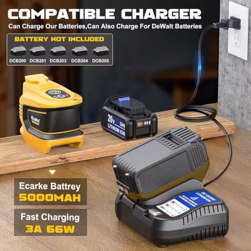 Image of Power Inverter 200W Portable Power Station Generator Compatible with DeWALT, Ecarke Real 200W Supply Charger Adapter with Dual USB,AC Outlet and Type-C with 5Ah Battery & Charger Station Kit