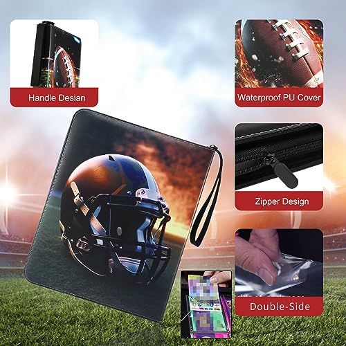 Image of 900 Pocket Football Card Binder with Sleeves, Multicolor, 9 Pocket with 50 Removable Sleeves Zipper Book Folder Collector Album 3 Ring Binder Organizer Storage Kids Gift