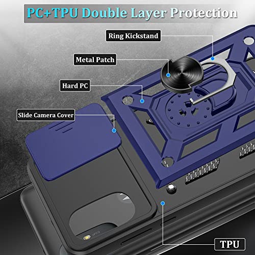 Gritup for Moto G Power 2022 Case/Moto G Play 2023 Case with HD Screen Protector, Heavy Duty Shockproof Phone Cover with Magnetic Kickstand Ring, Blue - image 5