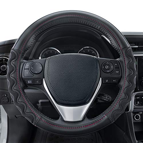 Image of Motor Trend MaxGrip Black Steering Wheel Cover, Standard 15 inch Size, Advanced Breathable Traction Grip, Car Steering Wheel Cover for Truck Van SUV Auto